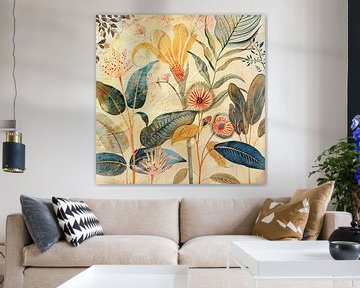 Botanische bloemen en planten print behang van Vlindertuin-Art
