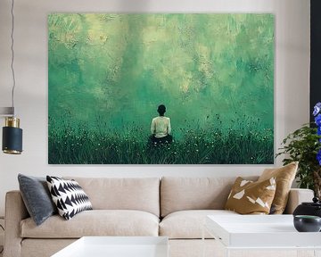 abstract groen schilderij van PixelPrestige