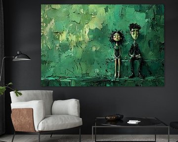 abstract groen schilderij van PixelPrestige