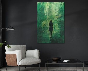 een groen schilderij van PixelPrestige