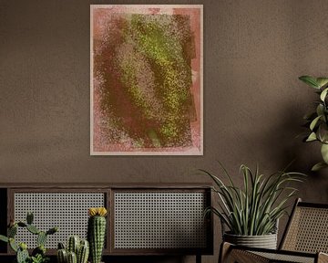 Olijfgroene, roze, taupe en bruine abstracte vormen. van Dina Dankers