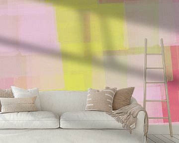 Gelbe und rosa Farbblöcke. Bunte abstrakte Kunst. von Dina Dankers