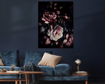 Antiek stilleven met bloemen in de stijl van de oude meesters van Mad Dog Art