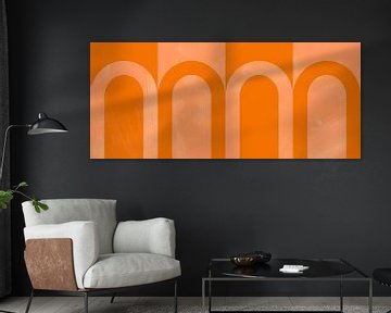 Moderne Regenbogen Geometrie Abstraktion im Japandi Stil in Orange