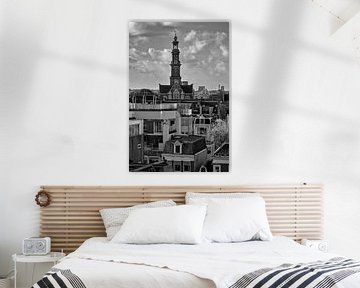 Westerkerk gezien vanaf de Nieuwe kerk Amsterdam van Peter Bartelings