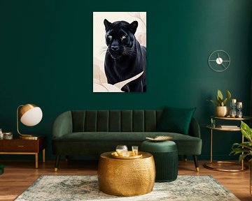 Schwarzer Panther mit grünen Augen von Imperial Art House