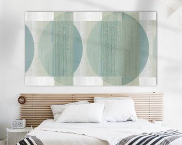 Geometrische Bauhaus-abstractie in grijsgroen van FRESH Fine Art