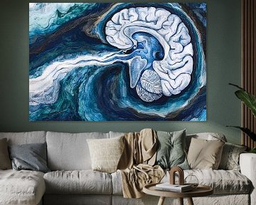 Surrealistisch Brein in Water van Art & Soul Creations