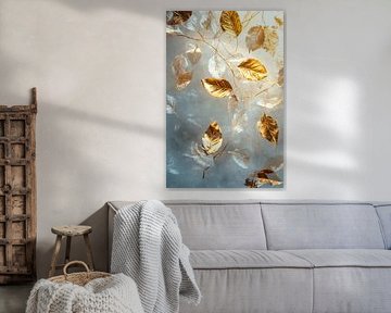 Golden autumn leaves on background