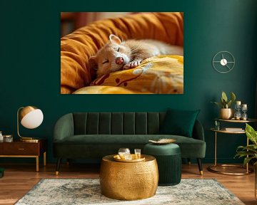Sleeping Ferret on Soft Pillow by Art & Soul Creations