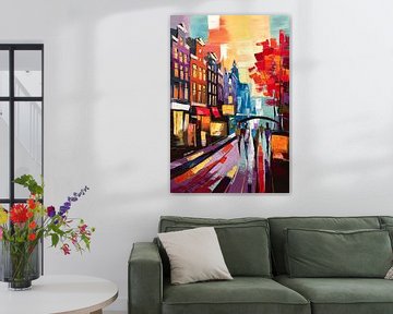 Kleurrijke stad met gebouwen van Imperial Art House