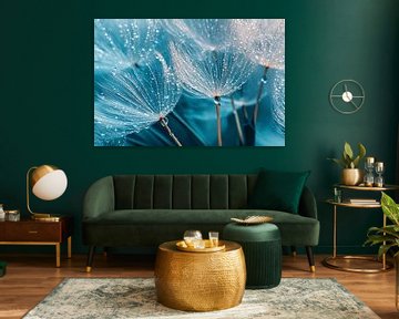 Paardenbloemzaden met waterdruppels van Imperial Art House