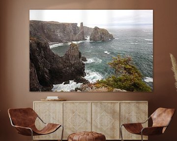 De schoorsteen bij Spillars Cove in Newfoundland en Labrador, Cana