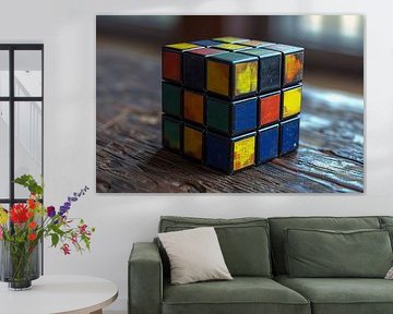 Rubiks kubus op houten tafel