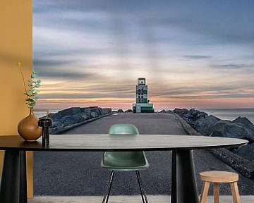 IJmuiden's lighthouse at sunset by Toon van den Einde