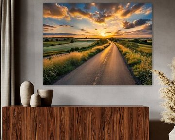 Beautiful Dutch landscape with setting sun by The Photo Artist