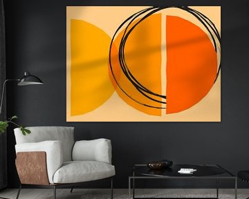 Moderne mid-eeuwse Bauhaus vormen oranje perzik geel van Mad Dog Art