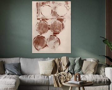 Terra en crème. Minimalistische abstracte kunst. Beweging. van Dina Dankers