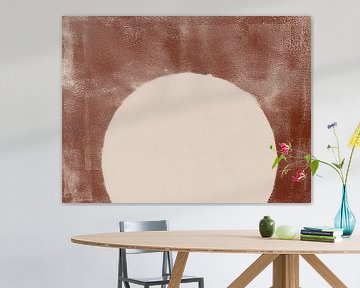 Terra en crème. Minimalistische abstracte kunst. De zon. van Dina Dankers