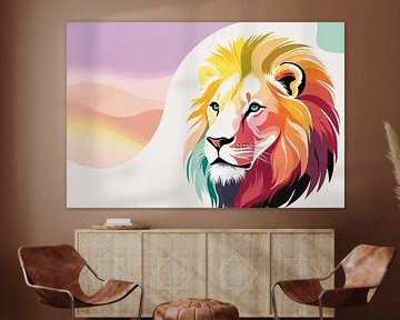 Kleurrijk leeuwenportret met moderne stijl van Imperial Art House