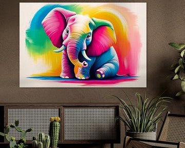 Kleurrijke psychedelische olifant van Imperial Art House