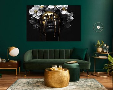 Vrouw met bloemen en goud van Imperial Art House