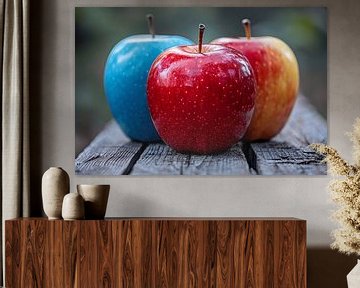 Drie Appels op Houten Tafel van Art & Soul Creations