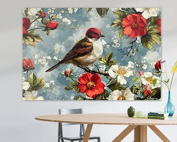 Bird on blossom branch by Art & Soul Creations