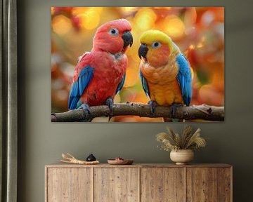Twee papegaaien op een tak van Art & Soul Creations