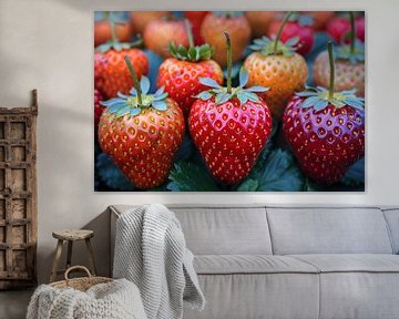 Rijpe Aardbeien op Houten Tafelblad van Art & Soul Creations