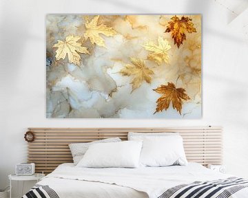 Gouden herfstbladeren op marmer van Imperial Art House