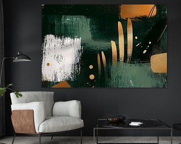 Green and gold abstract shapes