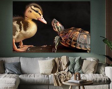 Tortoise and duck: unlikely friendship by Art & Soul Creations