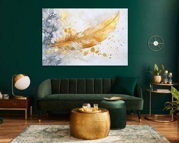 Gouden veer op marmer achtergrond van Imperial Art House