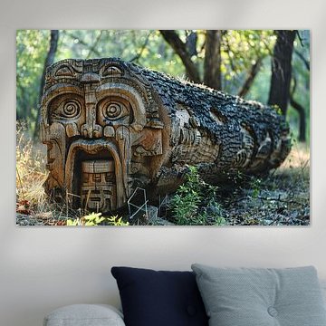 Hölzernes Gesicht im Wald von Art & Soul Creations