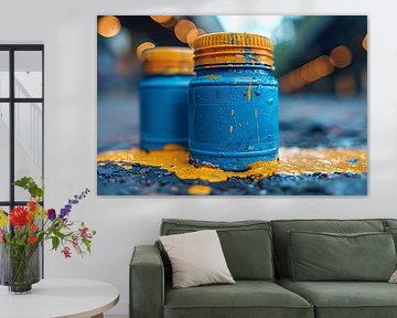 Minimalistisch blauwe potten