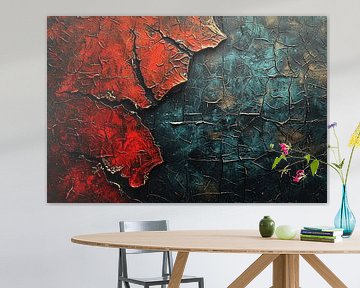 Blauw-Rood Abstract Expressie van Art & Soul Creations