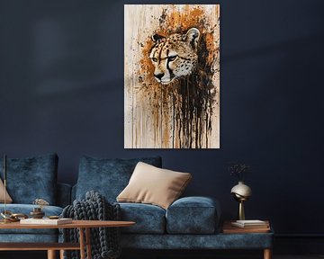 Cheetah in abstract paint splatters by Imperial Art House