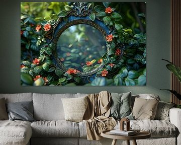 Art Nouveau Spiegel met Bloemen van Art & Soul Creations