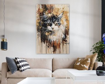 Abstrakte Katze mit Farbspritzern von Imperial Art House