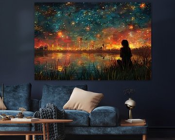 Reflections of the City in Night Water by Art & Soul Creations