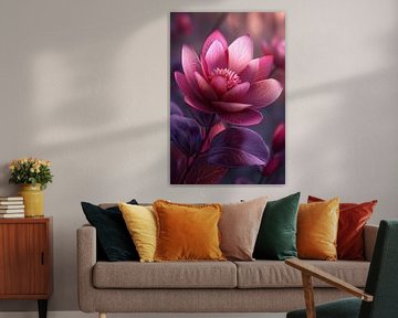 Paarse Lotusbloem op Water van Art & Soul Creations