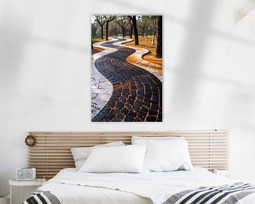 Abstract Winding Path with Contrasting Tiles