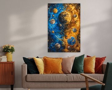 Abstract Planeten Dans in Kosmisch Universum van Art & Soul Creations