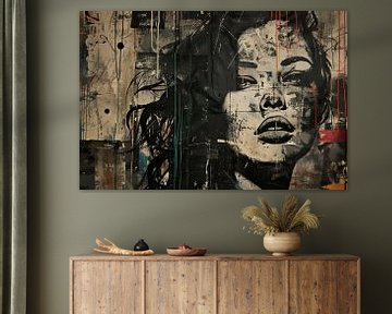 Vrouwenportret | Echoes of the Painted Soul van Abstract Schilderij