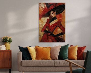 Elegante Dame | Sensual Shadows in Rouge van Blikvanger Schilderijen