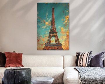 Vintage Sepia Eiffeltoren in Parijs van Art & Soul Creations