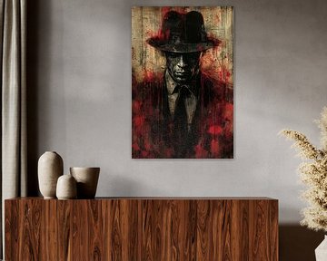 Gevallen man omringd door bloed en schaduw van Art & Soul Creations