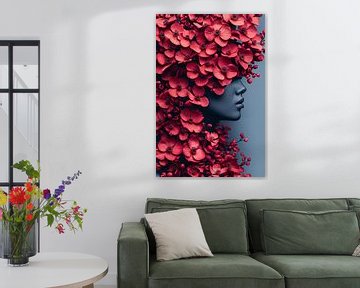 Portret van vrouw met bloemen van Art & Soul Creations