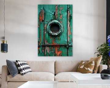Verweerd Raam in Afbladderende Groene Verf van Art & Soul Creations
